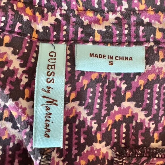 100% Silk Purple Patterned Cropped Pants - Picture 7 of 12